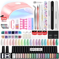 Phoenixy Gel Nail Polish With Lamp Kit 10/20 PCS Gel Polish Red White Pink Colors Gel Varnishes Semi Permanent Complete Nail Set 1