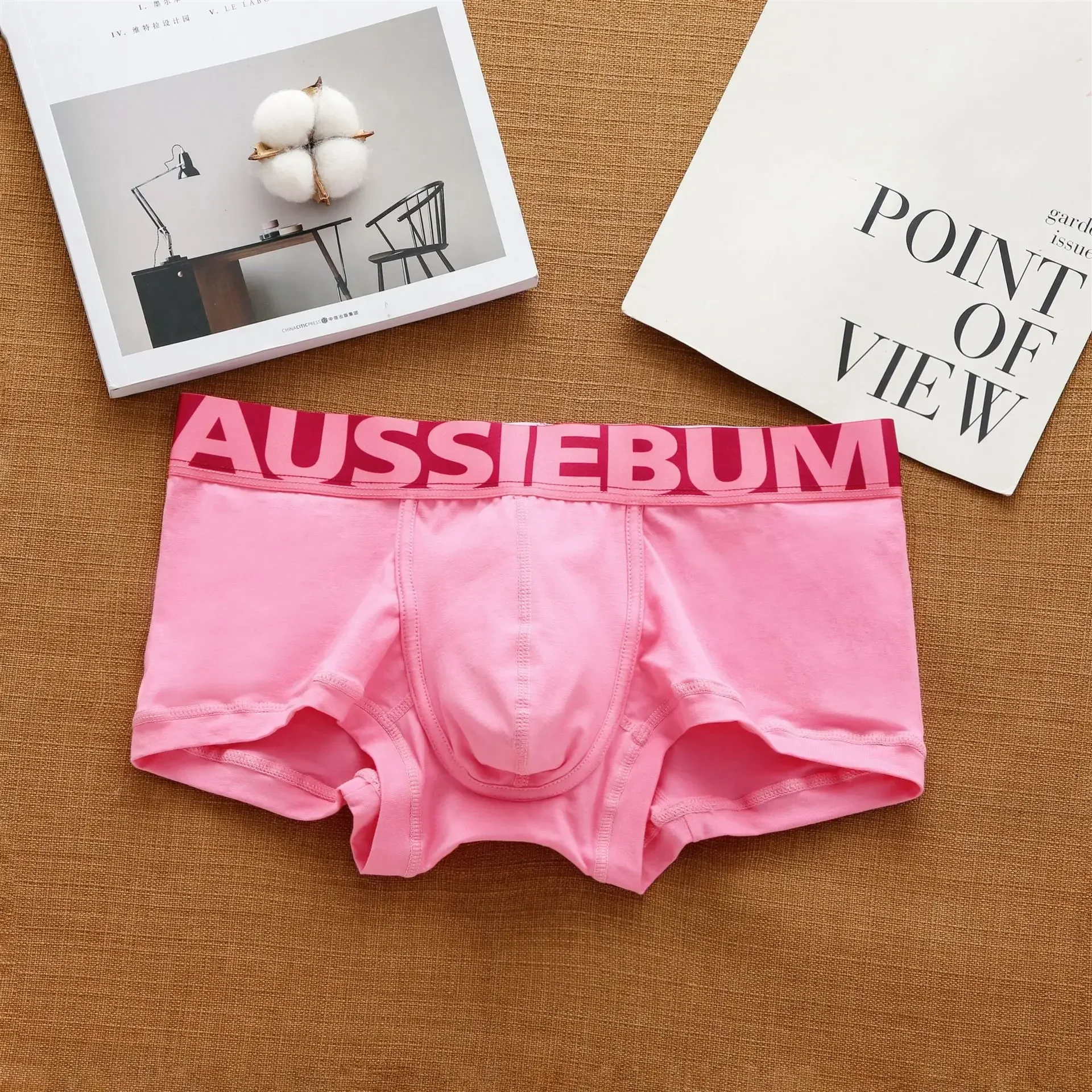 Men's cotton underwear low waist letter tide comfortable sweat-absorbent boxer shorts 4