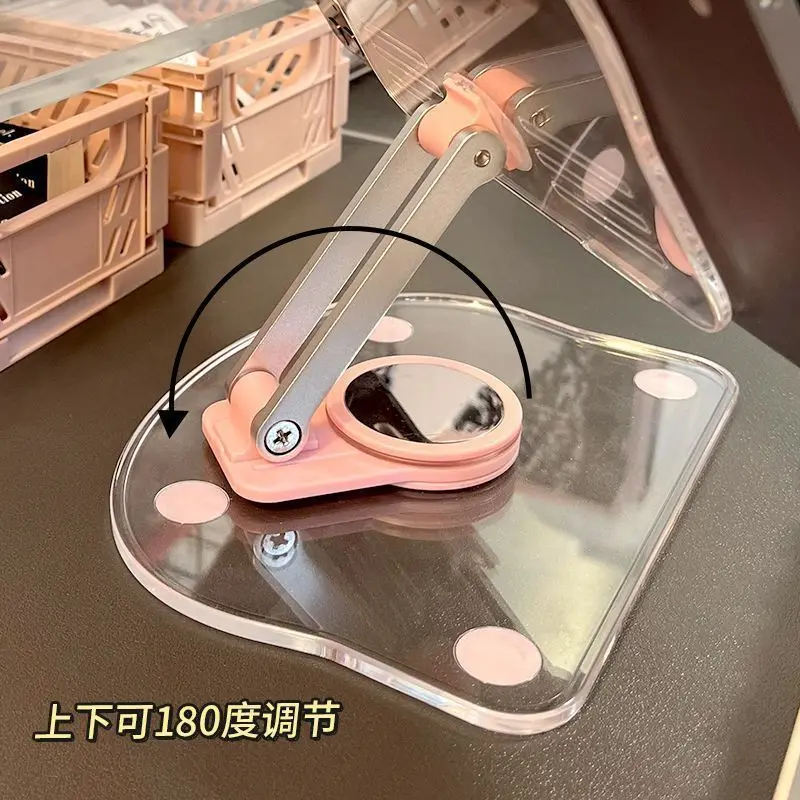 Flat Stand Acrylic Transparent Adjustable Desktop Phone Stand Desktop Universal Lazy Dormitory Good Computer Storage Rack, Light 4
