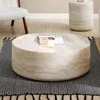 Round Coffee Table,Marble Grain Drum Coffee Table Fiberglass Circle Tea Table Accent Central Table for Living Room 1
