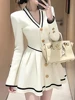 French Sle Knitted Dr Women's Autumn Winter New Pure Desire Sexy V-ne ort Skirt High Waist Elastic Knit Long Sve ...