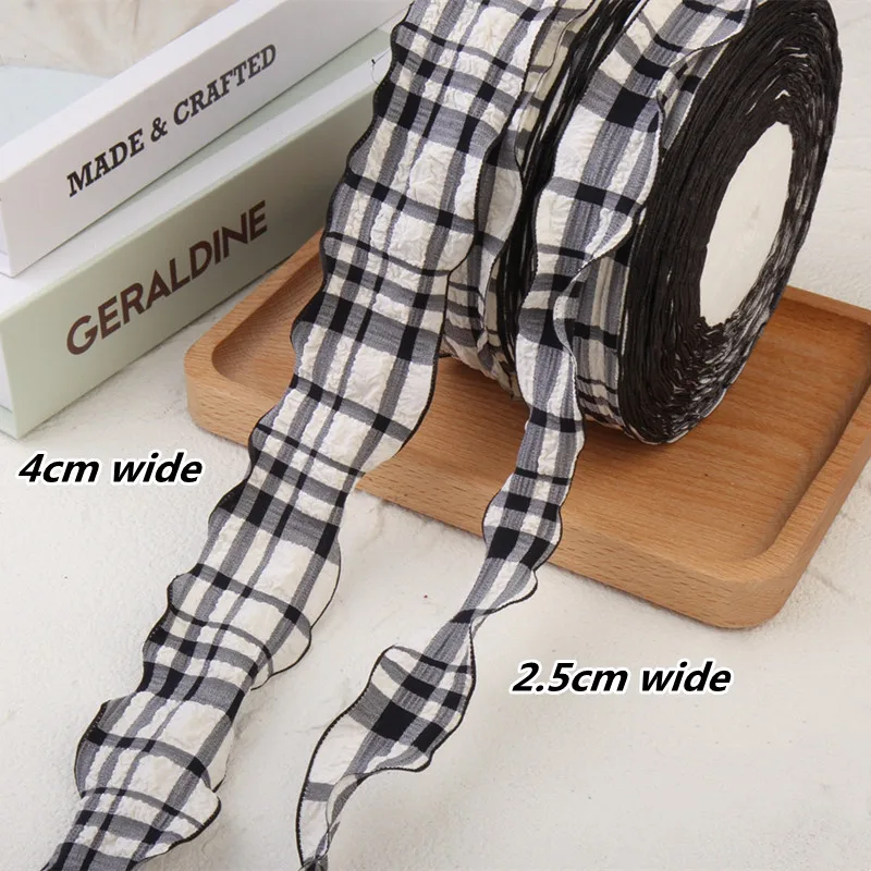Plaid Wavy Edge Lace Cotton Ribbon