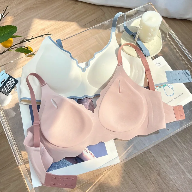 No Trace Contrasting Color Women's Thin Bra Push-up One-piece Comfortable Small Chest Push-up Beautiful Back Underwear For Women 6