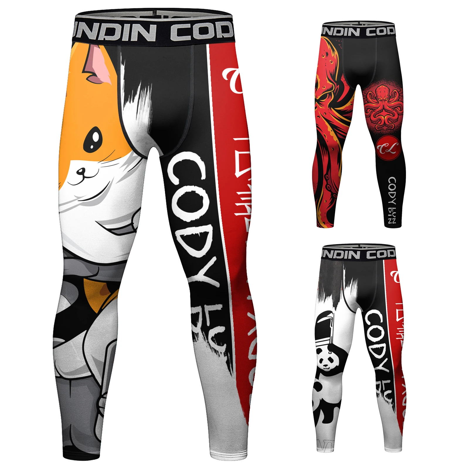 Hot Sale Cody Lundin Printed Flower Fitness BJJ Jiu Jitsu Trousers Anti-UV Male Sublimation Exercise Jogging Running Leggings 4