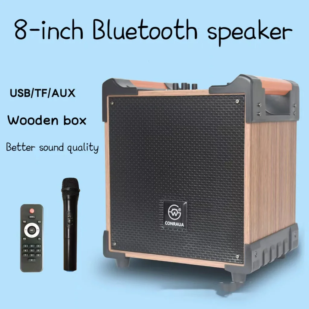 

8-Inch High-Power Portable Bluetooth Speaker Outdoor Karaoke Square Dance Speaker Home Battery With Microphone Support AUX FM