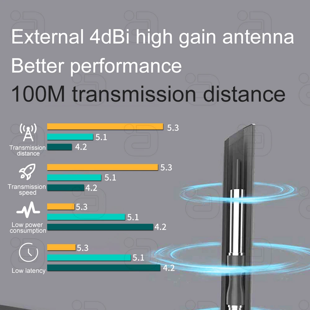 Ayino 100m Usb Bluetooth 5.3 Dongle Adaptador Aptx para pc sem Fio Falante Impressora Mouse Teclado Receptor de Áudio Transmissor - Image 4