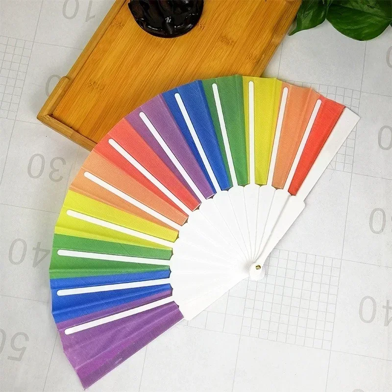 Plastic Hand Crank Fan Foldable Silk Fabric Pocket Hand Fan Party Favor Dance Fan Gifts Folding Fan Silk Fans Hand Fan