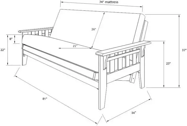 Tucson Full Size Futon Frame, Rustic Walnut 3
