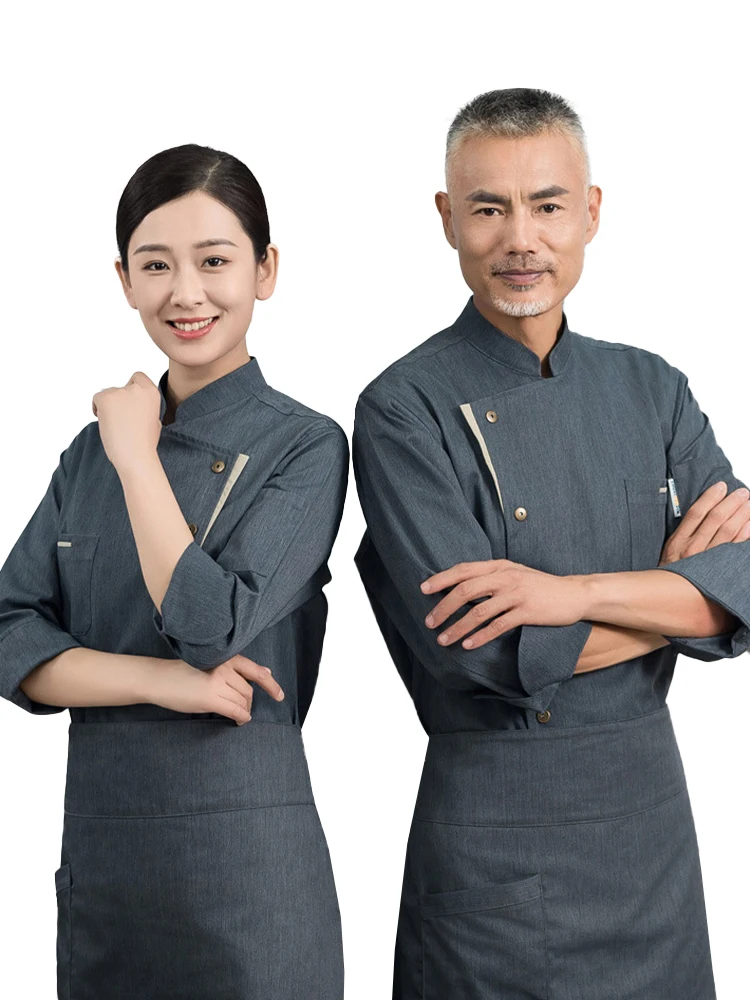 

Restaurant Chefs Shirt Hotel Long Sleeve Cook Jacket Catering Bakery Cafe Waiter Overalls Kitchen Cooking Costume and Chef apron