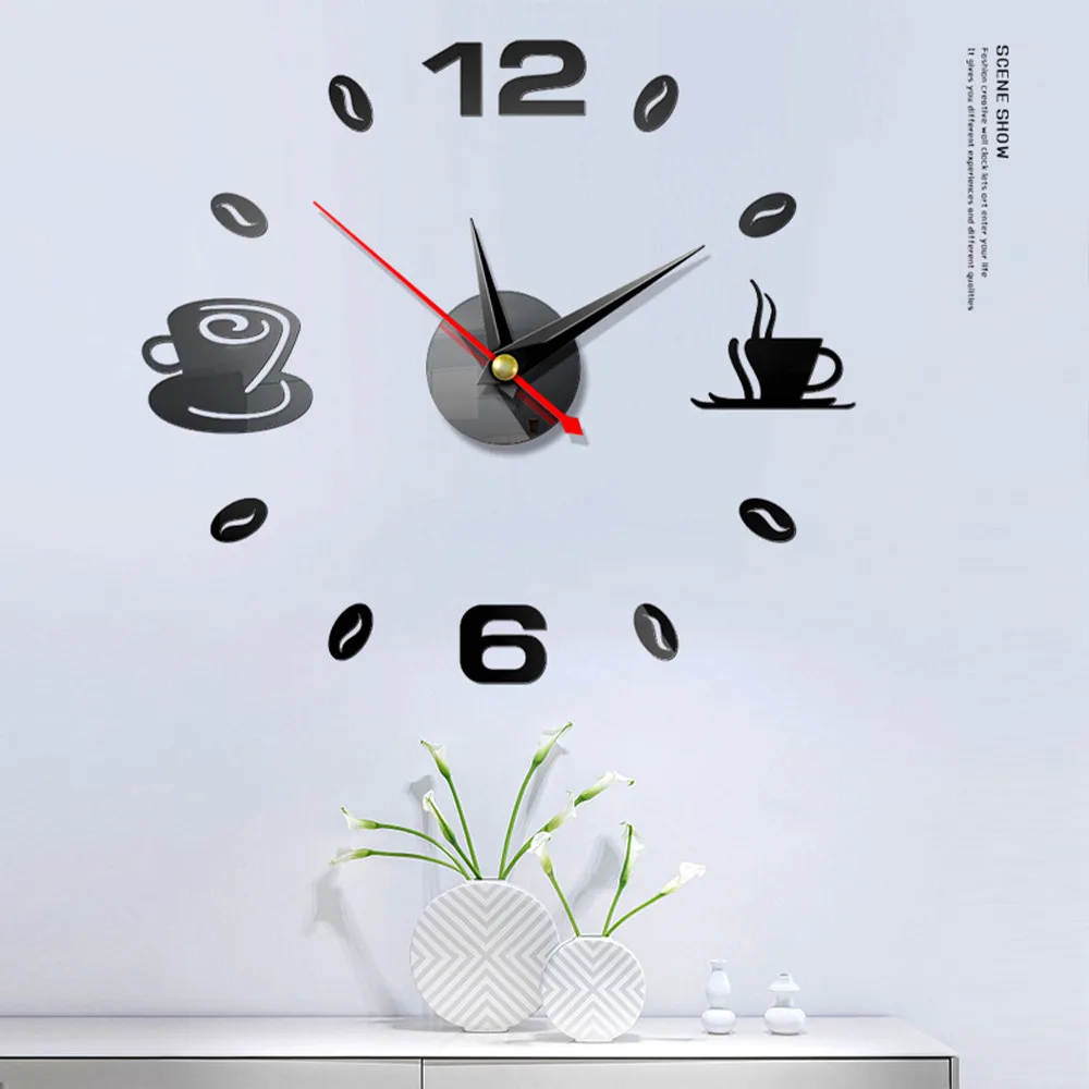 3D Wall Clock Acrylic Frameless Wall Clocks Diy Quartz Clocks Wall Stickers Silent Clock for Home Living Room Wall Decor Horloge