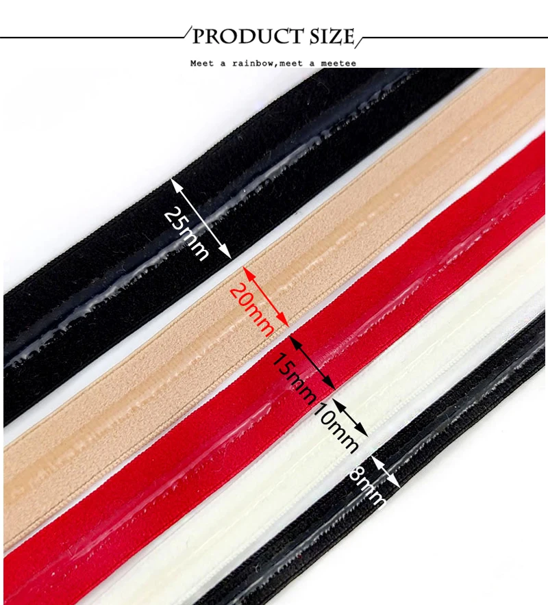 10/20M Meetee 8-25mm Elastic Band Transparent Silicone Non