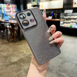 Bling Soft Silicone Glitter Paper Clear Phone Case Cover for Xiaomi PocoX6 (Black)