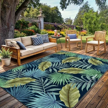 Modern Botanical Outdoor Rug 1