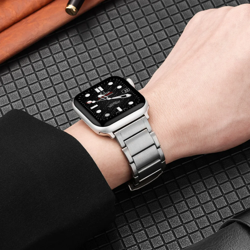 Titanium Watch Strap for Apple Watch Band Ultra 49mm 45mm 41mm 44mm 40mm 42mm 38mm Metal Wristband iWatch Series 8 7 6 5 4 3 SE