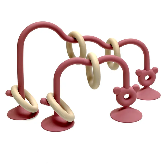 Bébé puzzle enroulement perles jouets silicone meulage jouets visuels pour les enfants peuvent roer éducation précoce enroulement perles ventouse jouets 6