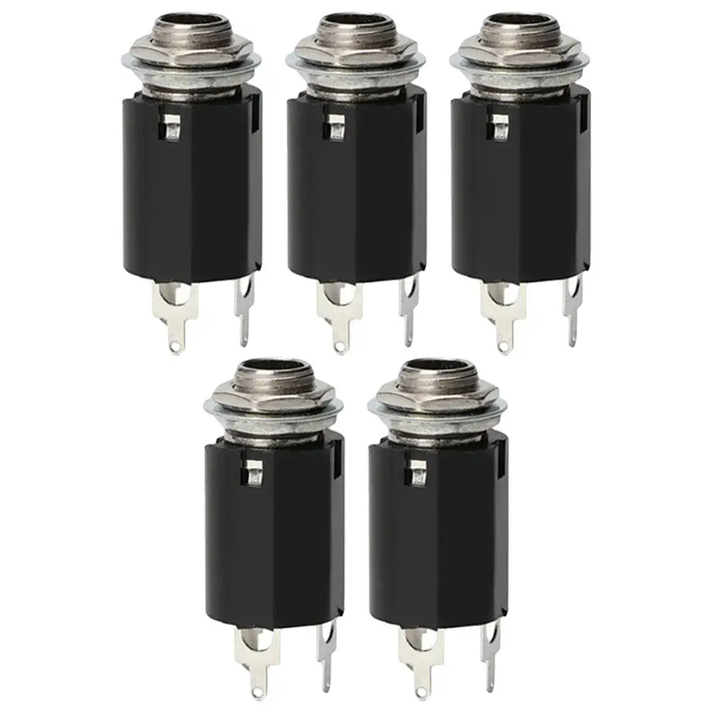 5Pcs 일렉트릭 기타 잭 금속 6.35mm 소켓 교체 픽업 잭 기타 액세서리 소켓 픽업 잭 금속 부품