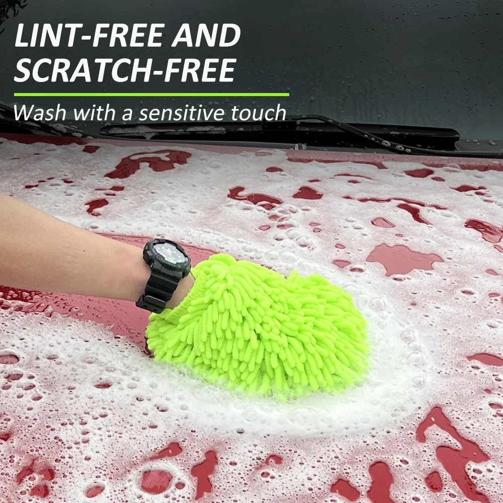 Car Cleaning Gloves Car Wash Double Faced Glove Microfiber Chenille Gloves Thick Wax Detailing Brush Cleaning