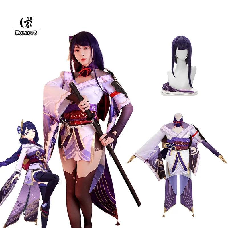 Genshin Impact Todos os Personagens Cosplay Jogo de Roupas Shogun Cosplay  Feminino Traje Halloween Cosplay Conjunto Completo com Hairwear :  : Moda