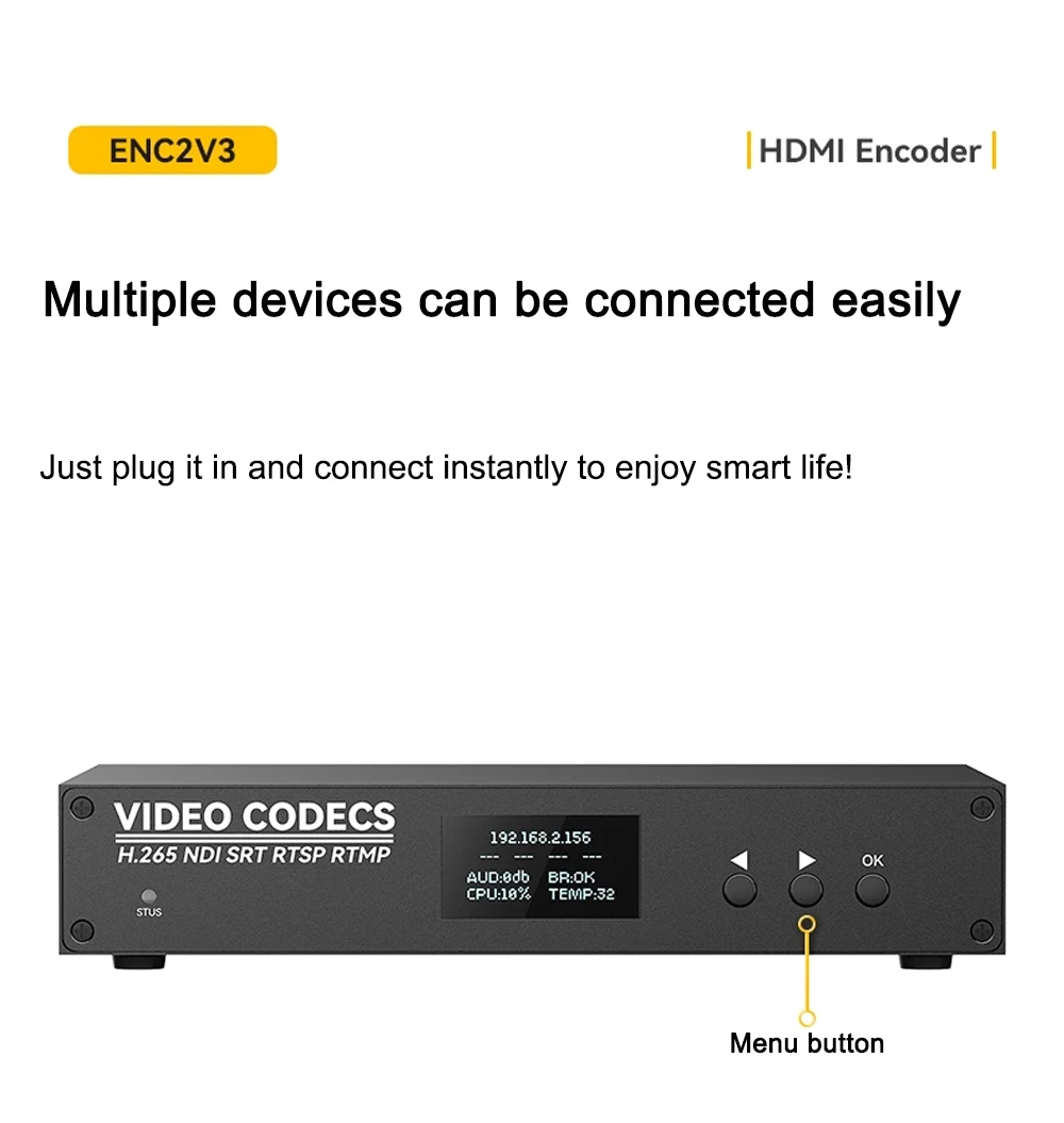Link Pi ENC2_V3 4K Video Codec 2-channel HDMI Encoder/Decoder, SRT NDI, RTMP Liv