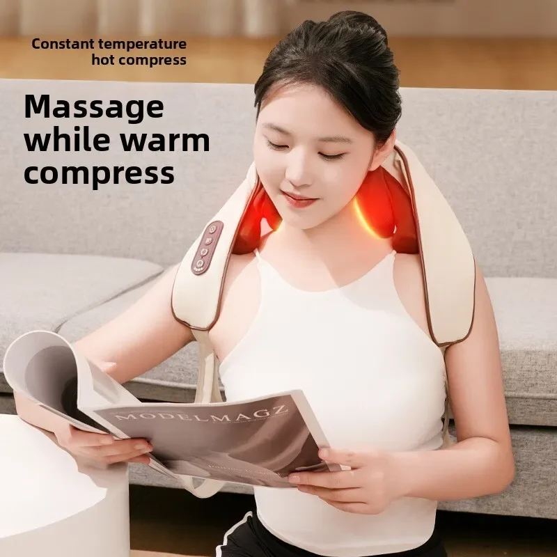 Neck and Shoulder Massager Electric 6D Kneading Massage Muscle Relaxation Home Deep Tissue Shiatsu Back Cervical Massage Machine