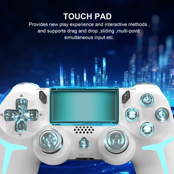 GAMINJA Wireless Game Controller For PS4 PS3 Console Computer PC RGB Light LED Bluetooth Gamepad 6-axis Gyroscope Dual Vibration 6
