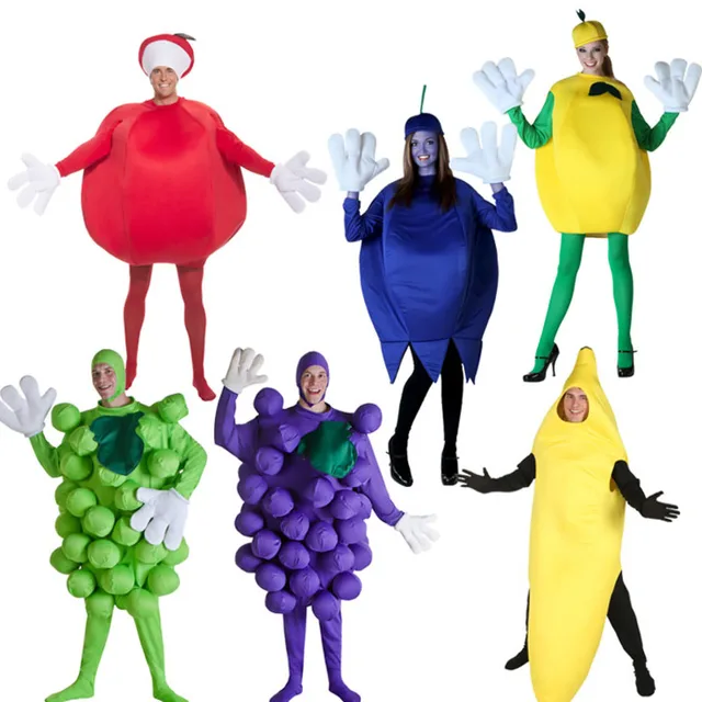 Halloween Fruit Cosplay Adults Dress Up Halloween Shopping Malls Grape Lemon Blueberry Apple Banana Fruit Clothing