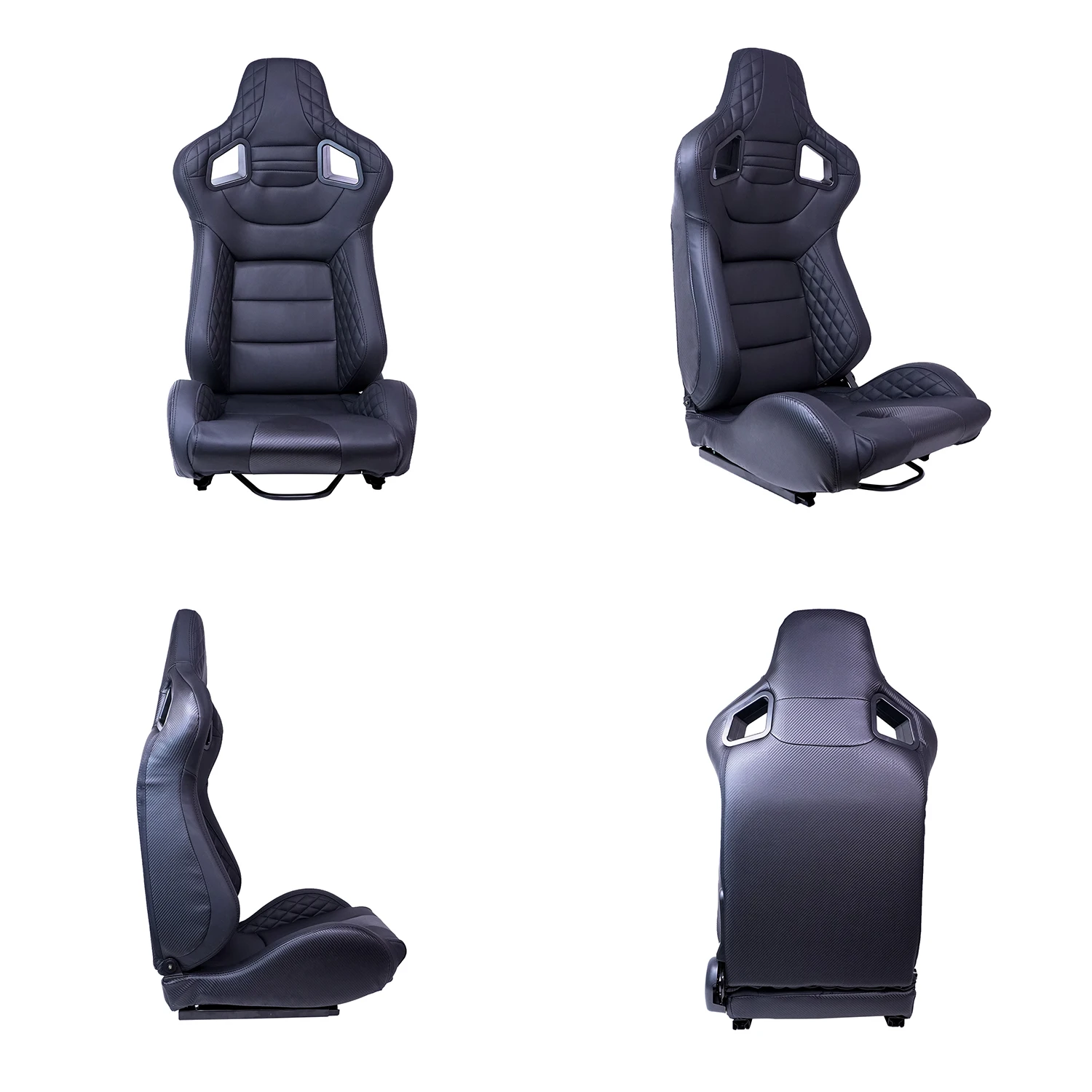 thumbnail image 2 of Racing Seats IKON MOTORSPORTS Universal Bucket Racing Seat - Blue PU Leather Driver Side With Dual Slider Reclinable Sports Seat 2 of 11