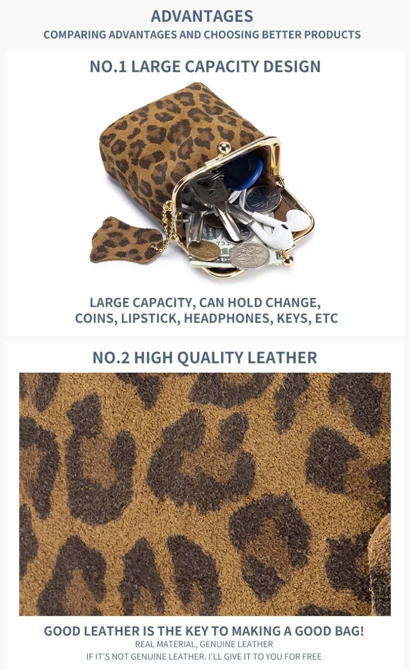 Leopard print leather coin purse size comparison