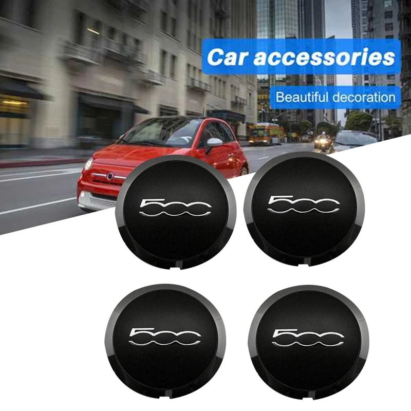 

4Pcs 133Mm Hubcap For Fiat 500 Spare Parts Parts Wheels Centre Hub Caps 68078419AC 68078421AC Dust Cover 51884863 Black
