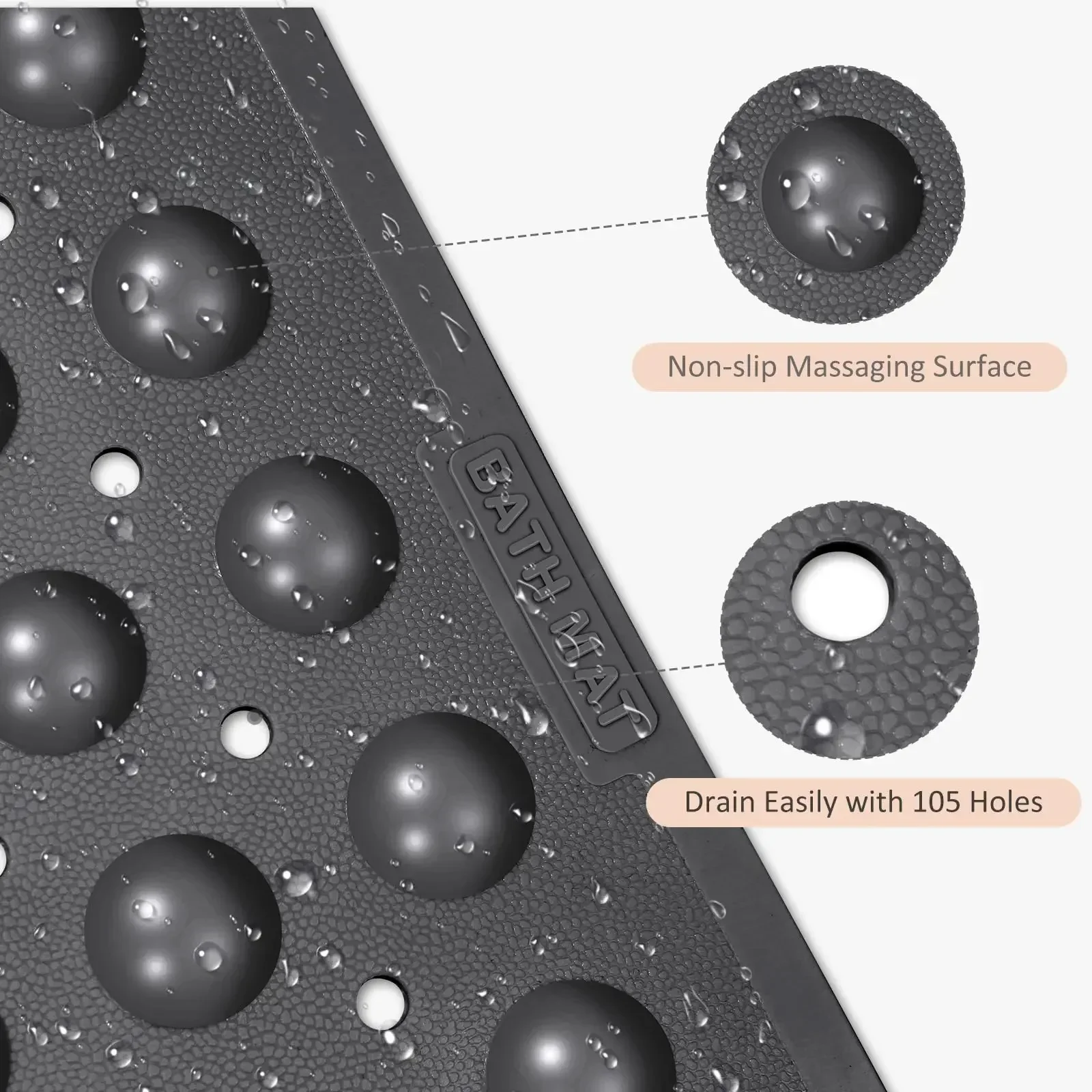 Premium Non-Slip Shower Mat with Suction Cups and Drain Holes