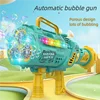Super Electric Rocket Bubble Guns With LED Large Holes Shape Fast Machine Gun Launcher Bubbles Blower Soap Outdoor Toys For Kids 1