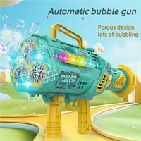 Super Electric Rocket Bubble Guns With LED Large Holes Shape Fast Machine Gun Launcher Bubbles Blower Soap Outdoor Toys For Kids 1