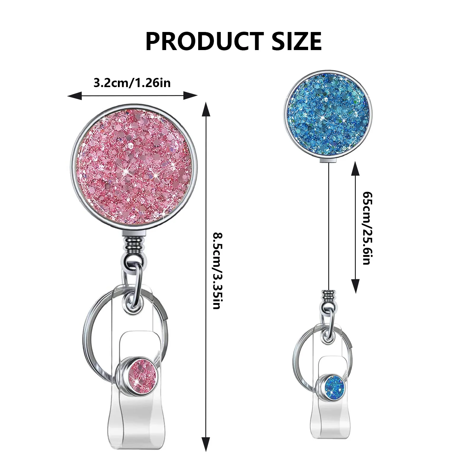 Metal Glitter Retractable Nurse Badge Reel Doctor Student Teacher ID Card Holder Keychains Lanyard 1 Piece