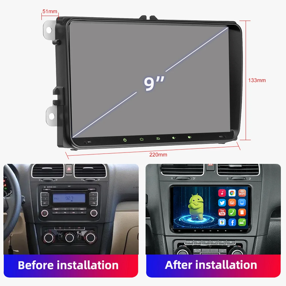 Stereo touch screen car radio gps for vw golf 6 tiguan Sets for All Types  of Models 