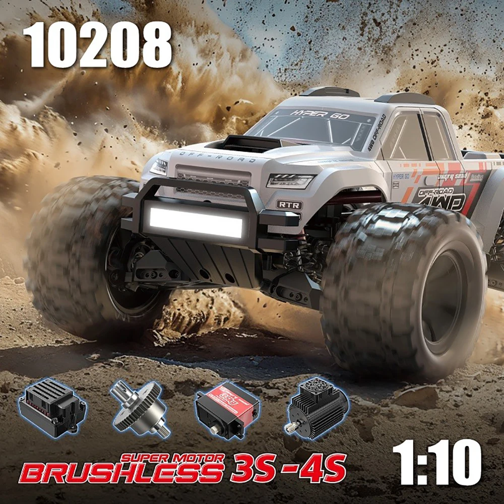 Hyper Go 10208 V2 Brushless Vehicle Truck,Come with 3S 5200mAh Lipo Battery, 100A ESC, APP Programing, MJX 1/10 RC Car 3