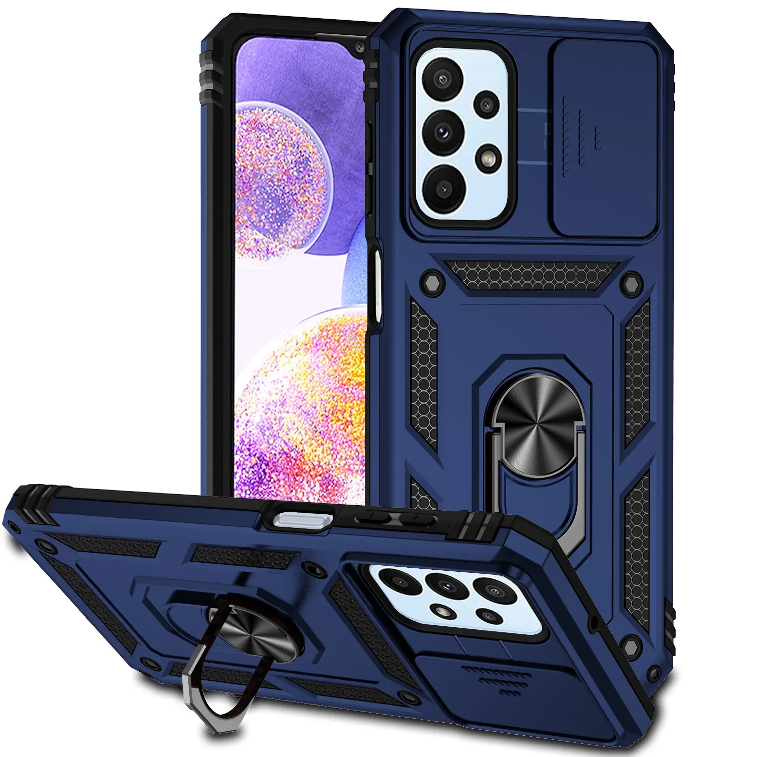 Enhanced Armor Shockproof Phone Case with Slide Window Camera Lens Protection