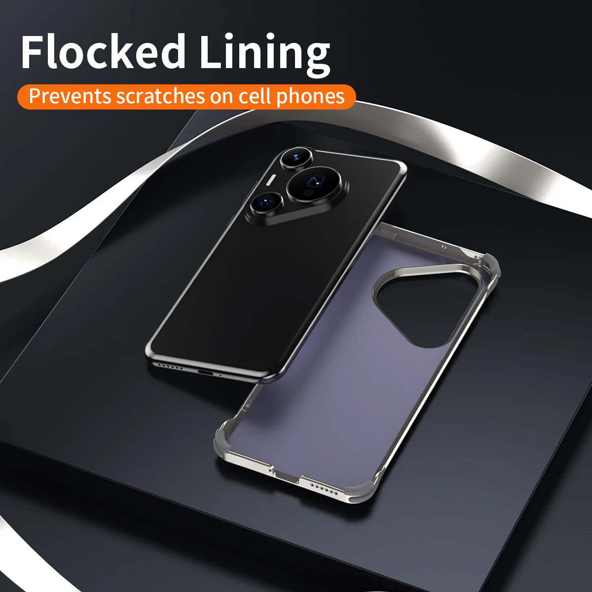 Luxury Four-Corner Shockproof Frameless Back Cover with Imitation Scratch Bumper