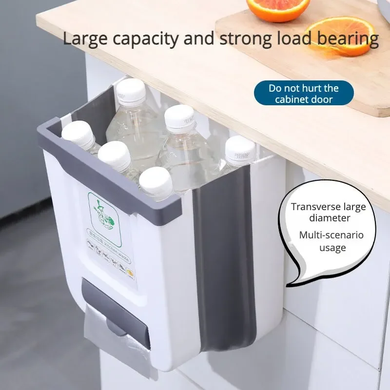 Kitchen Classified Hanging Trash Can Wall Mounted Folding Trash Can Home Cabinet Hanging Storage Kitchen Accessories trash can