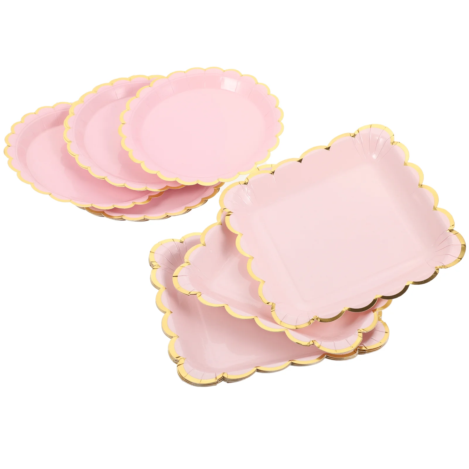 20 Pcs Festival Dinner Paper Plate Pink Square Plates Gathering Cake Decorate Pan