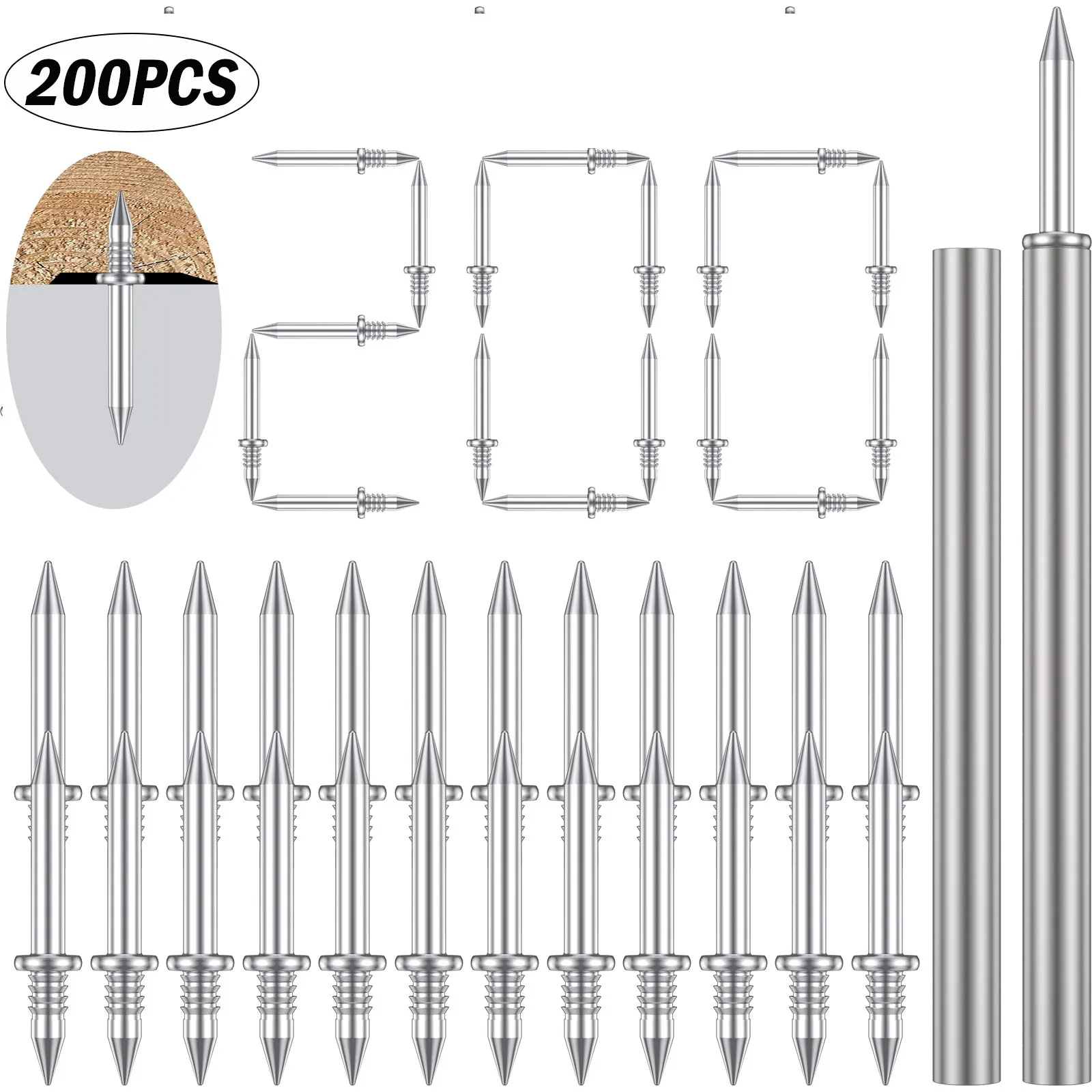 

200Pcs Double Head Nails Seamless Nails Skirting Thread Seamless Nail Without Marks Metal Rust-Proof Nails Wood No Trace Fixator