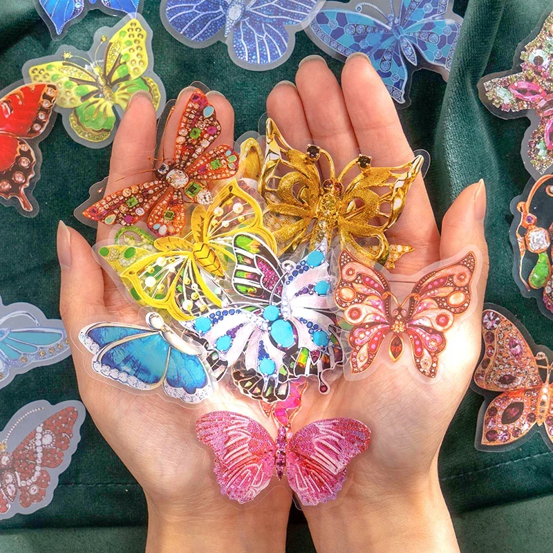 

30 листов стикер бабочки Роза застекленная ручная занавеска сверкающая красочная принадлежности для скрапбукинга водонепроницаемые канцелярские принадлежности 80*112 мм