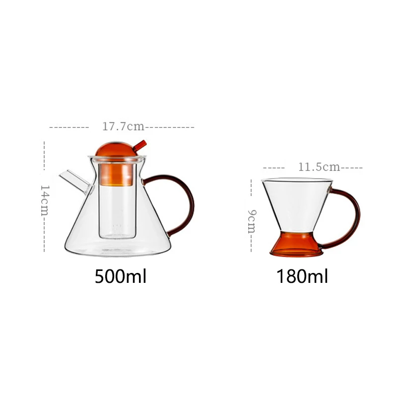 Nordic Transparent Glass Teapot Tea Cup Set Heat Resistant Kitchen Cup  Coffee Puer Teaware Jasmine Milk Oolong Black Tea Kettle