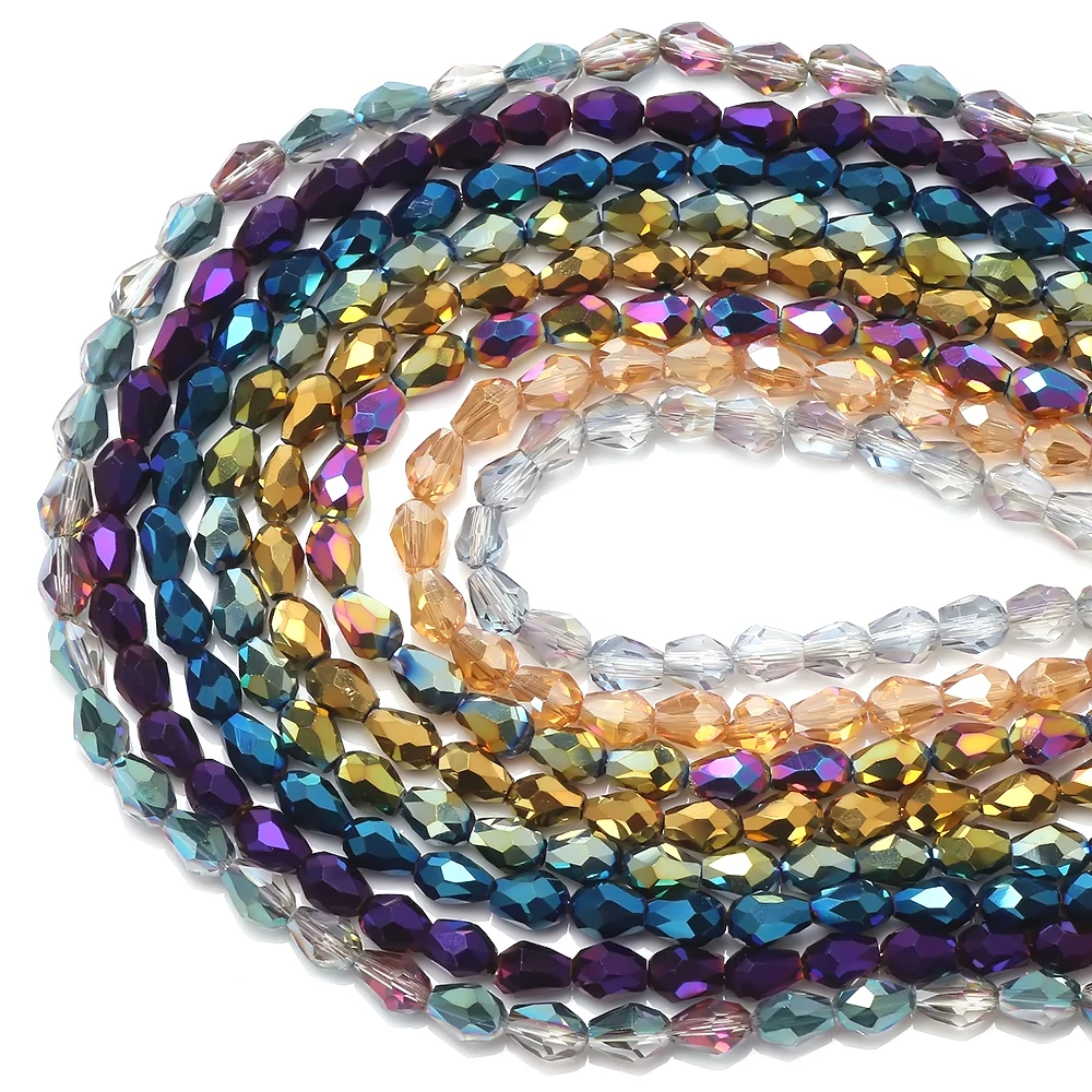 Glass Drop Beads 3x5/4x6/6x8/8x12/10x15mm Faceted Crystal Teardrop