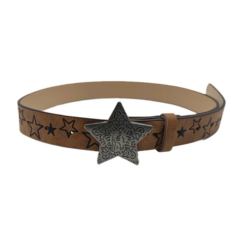 

Vintage Body Chains for Dress Stage Dancing for Women Girls Carving Star Hot Girl Oversize Y2K Engraved Buckle Jeans Belt
