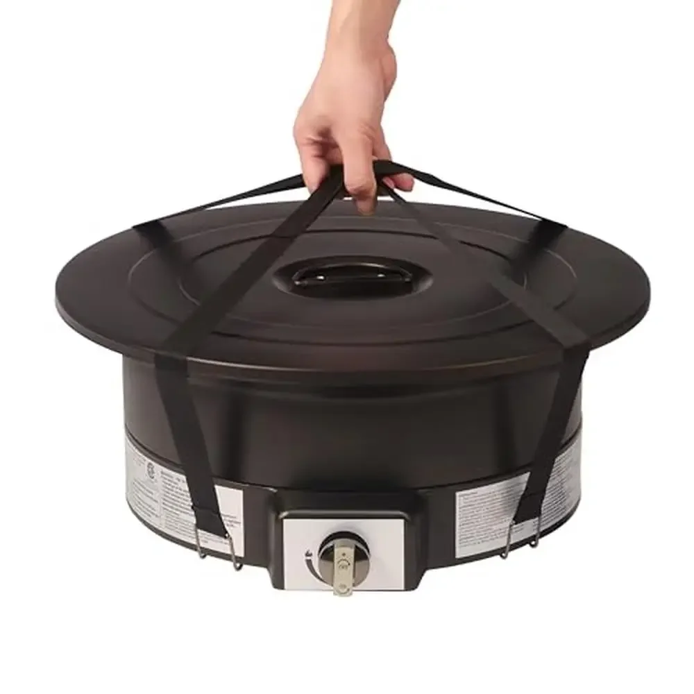 Portable Propane Gas Fire Pit with Carry Strap 55,000 BTU Stainless Steel Burner Outdoor Patio Heater with Lava Rock & 10ft Hose