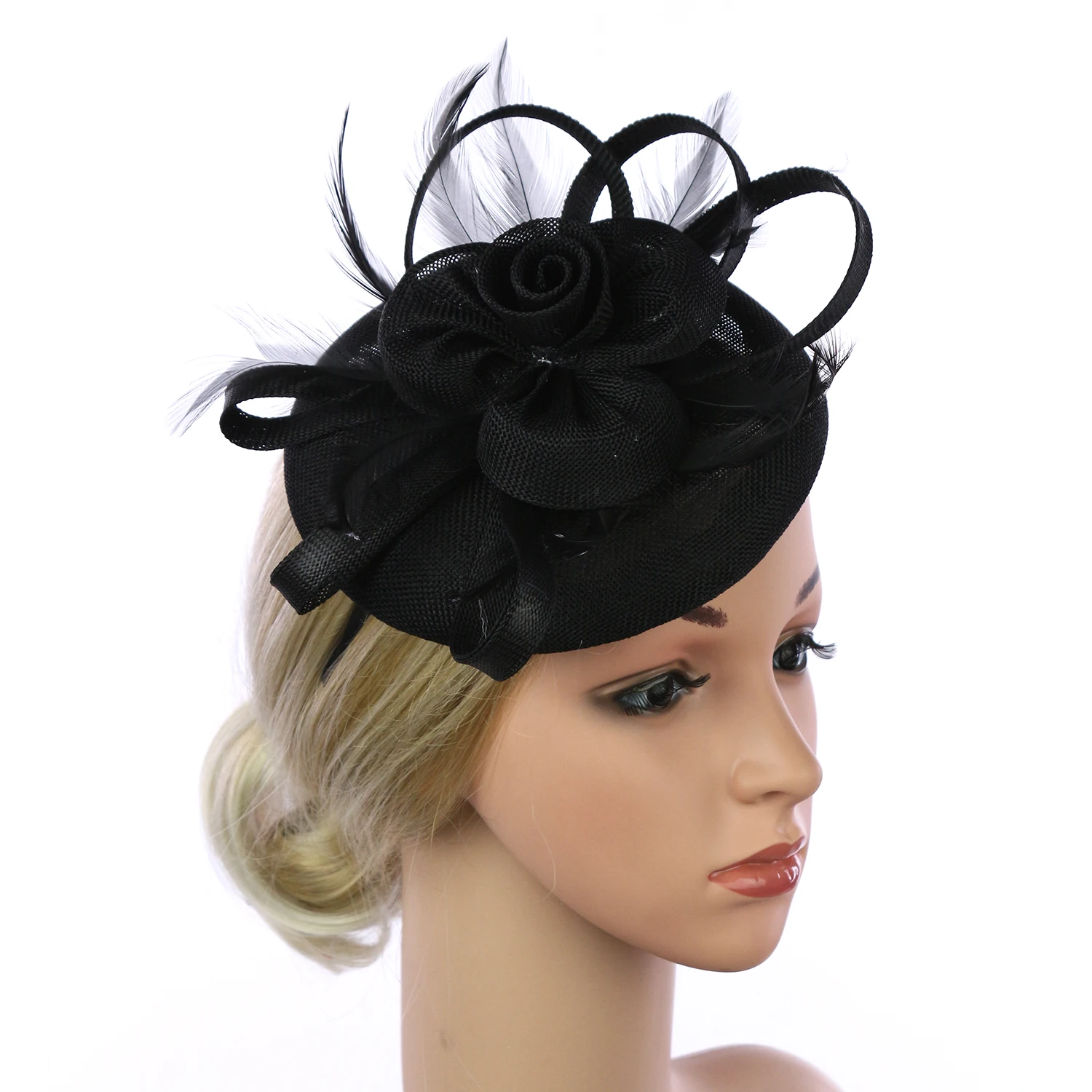 Cappello Fascinator da donna con fascia e Clip, copricapo in piuma di fiore in rete Ascot Kentucky Derby copricapo per donna e ragazza  200000297