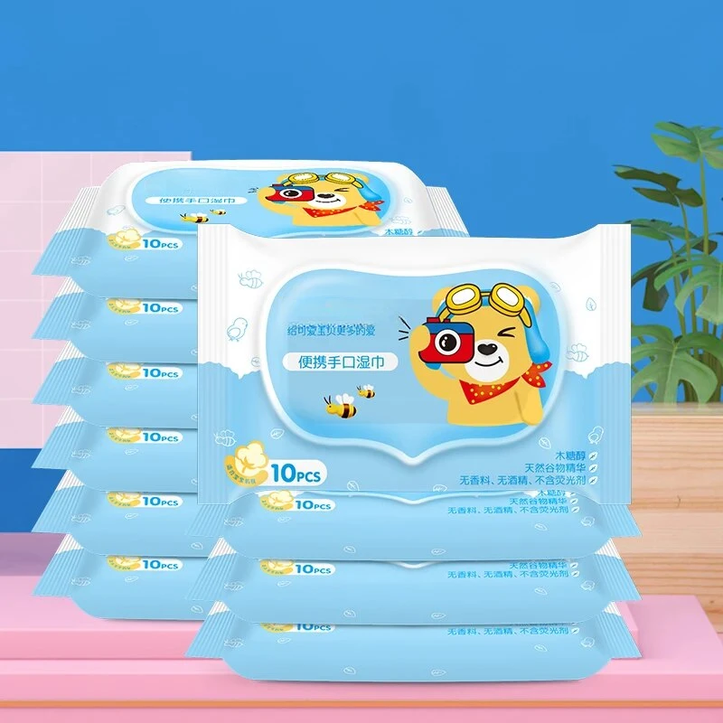 Portable Hand and Mouth Cleaning Wipes 100 Count-10 Count (Pack of 10)