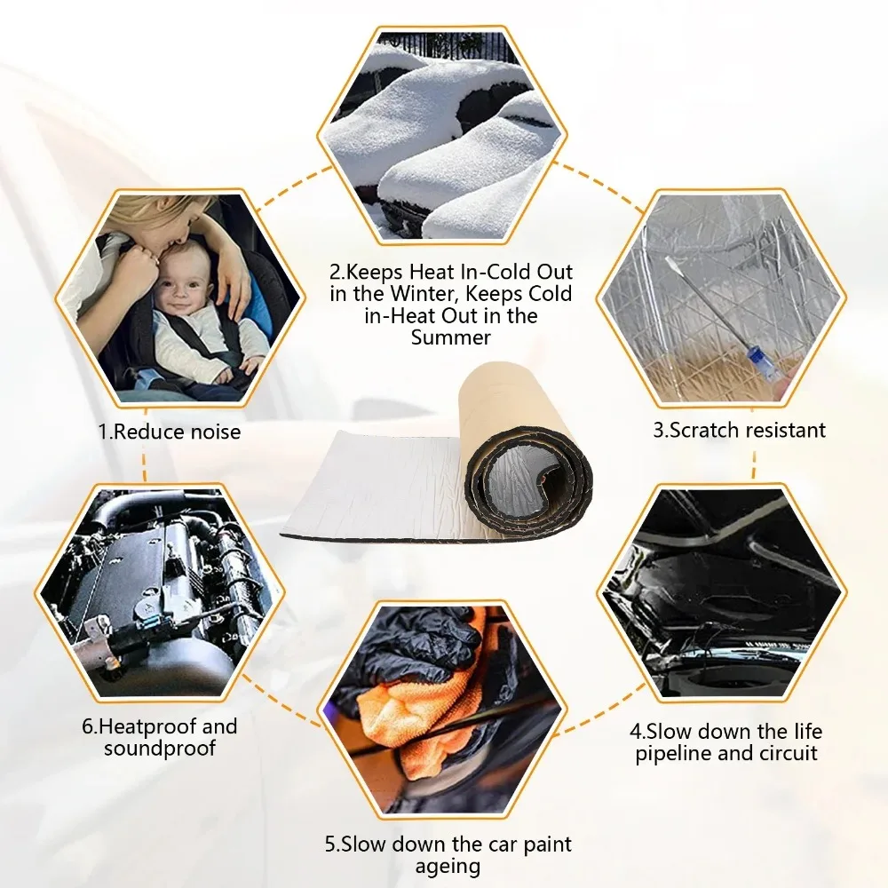 Sound Deadener Heat Insulation Mat 5/10MM Car Sound Proofing Deadening Insulation Car Hood Accessories Interior
