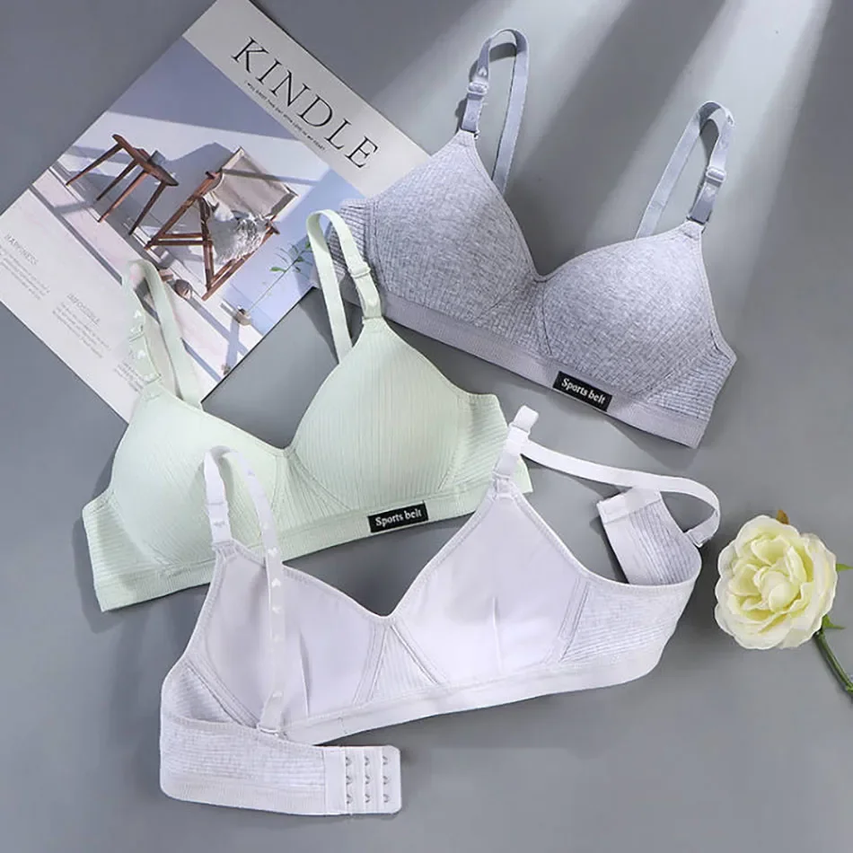 Cotton Women's AB cup Bra Underwear Wireless Gathering Comfortable V-Bra Women's Upward Push Underwear 3
