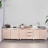 Modern Assembled Kitchen Cabinets for Rental House Economical Stainless Steel Kitchen Island Storage Cabinets Kitchen Furniture 3